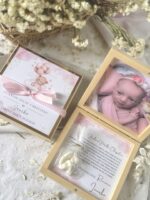 Podziękowanie dla rodziców chrzestnych w pudełku - wzór 2 MIŚ RÓŻOWE BALONIKI