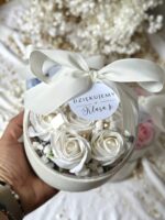 Flower box KOPUŁKA - KWIATY MYDLANE BIAŁE - obrazek 3
