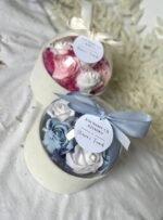 Flower box KOPUŁKA - KWIATY MYDLANE NIEBIESKIE BIAŁE