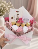 Flower box koperta biało-różowa PODZIĘKOWANIE - obrazek 7