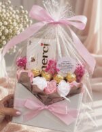 Flower box koperta biało-różowa PODZIĘKOWANIE - obrazek 4