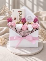 Flower box koperta biało-różowa PODZIĘKOWANIE - obrazek 3